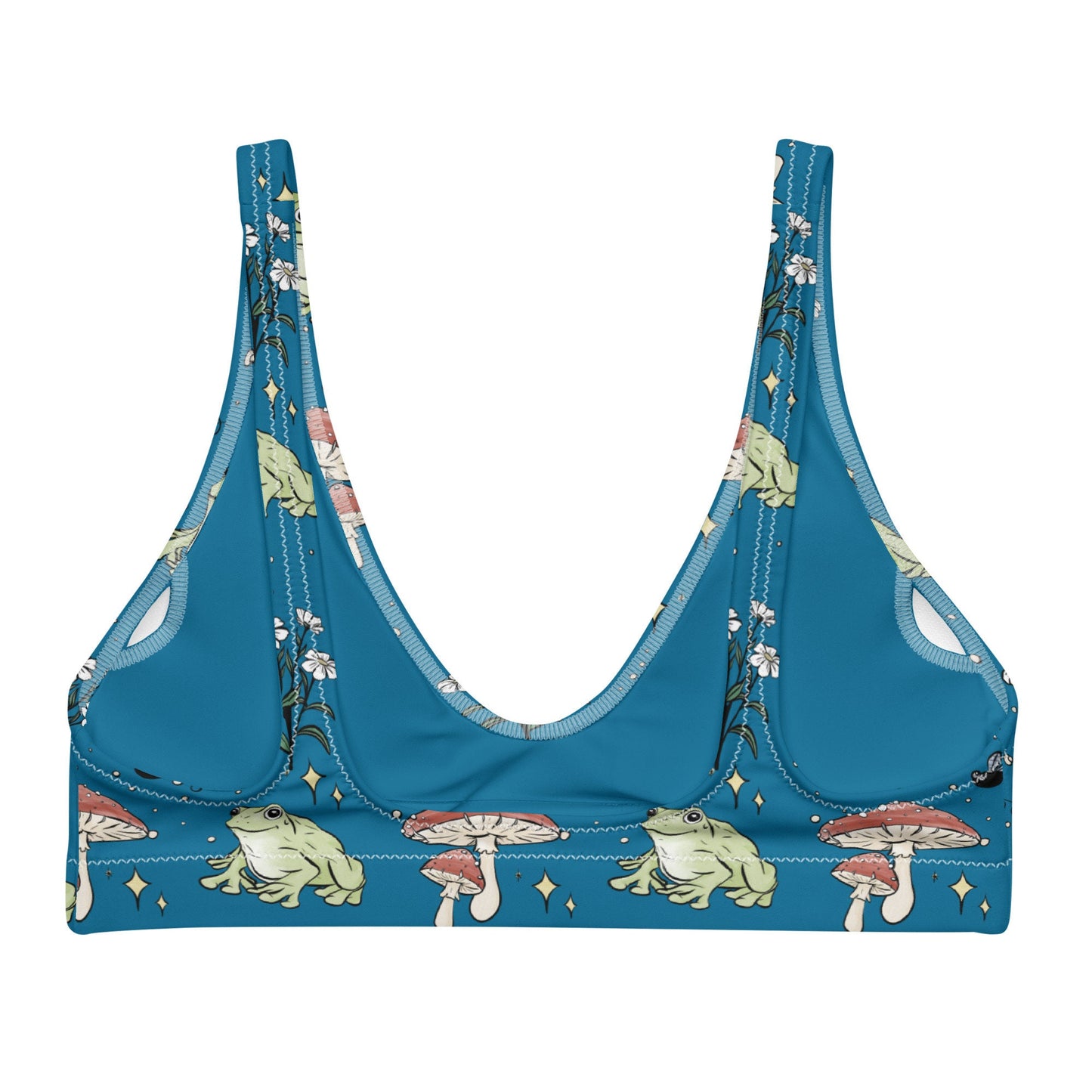 Frog and Mushroom Bikini Top (TOP ONLY) | Cottage core Aesthetic | Recycled Material Bathing Suit