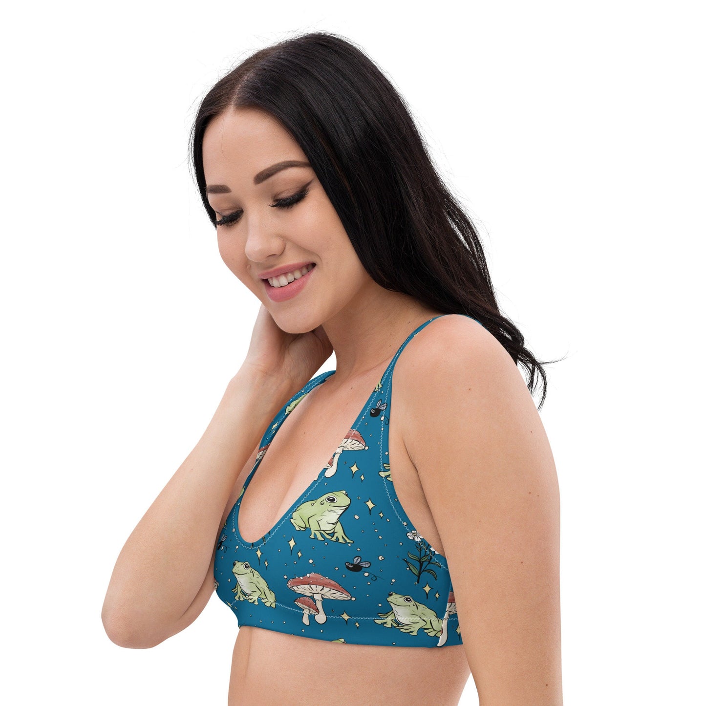 Frog and Mushroom Bikini Top (TOP ONLY) | Cottage core Aesthetic | Recycled Material Bathing Suit