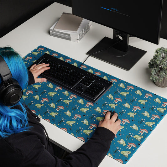 Frog and Mushroom Gaming mouse pad | Cozy Cottagecore