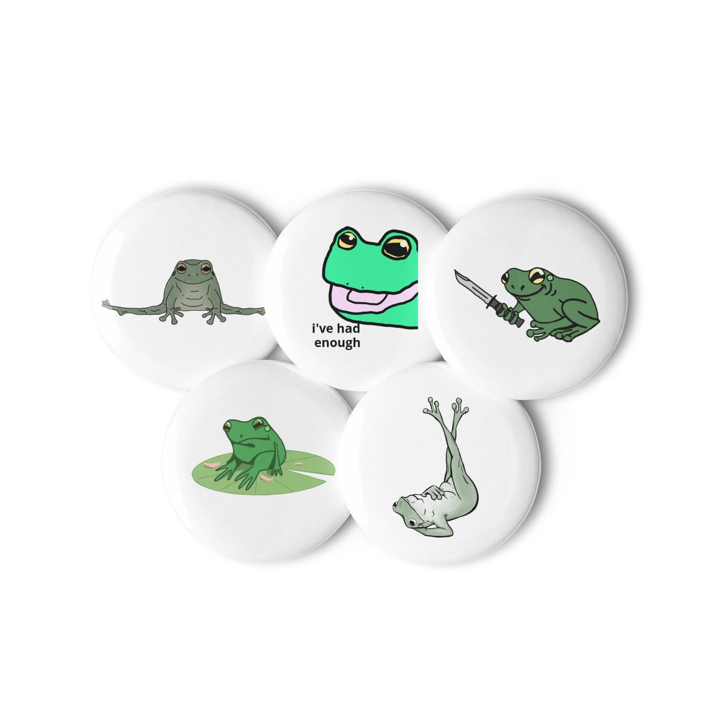 Frog Pin Buttons - Set of 5