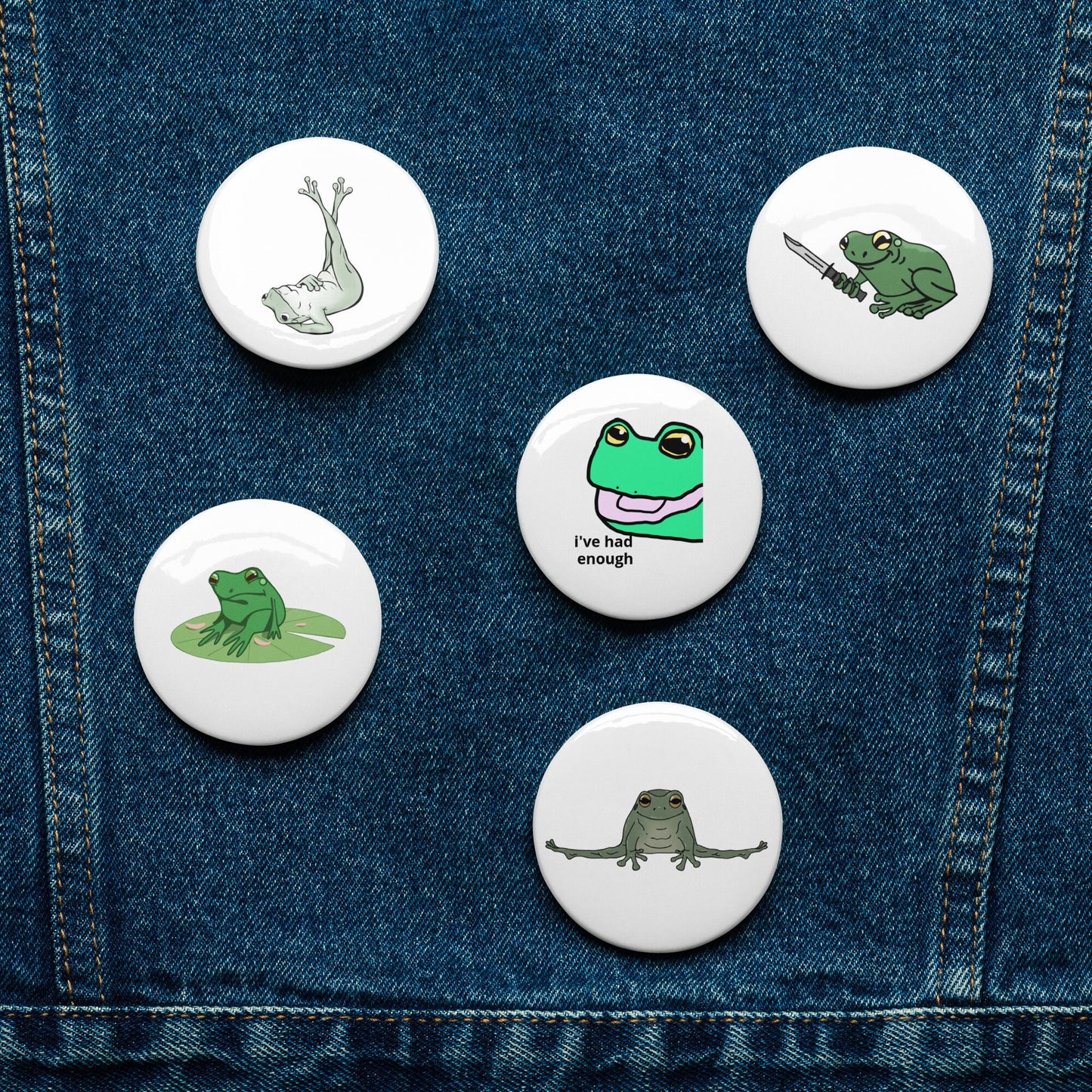 Frog Pin Buttons - Set of 5