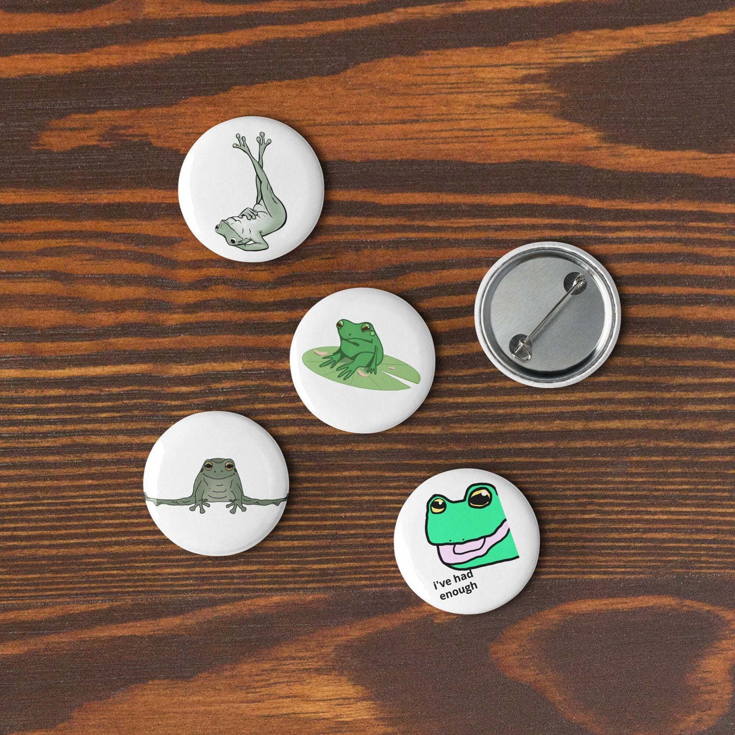 Frog Pin Buttons - Set of 5