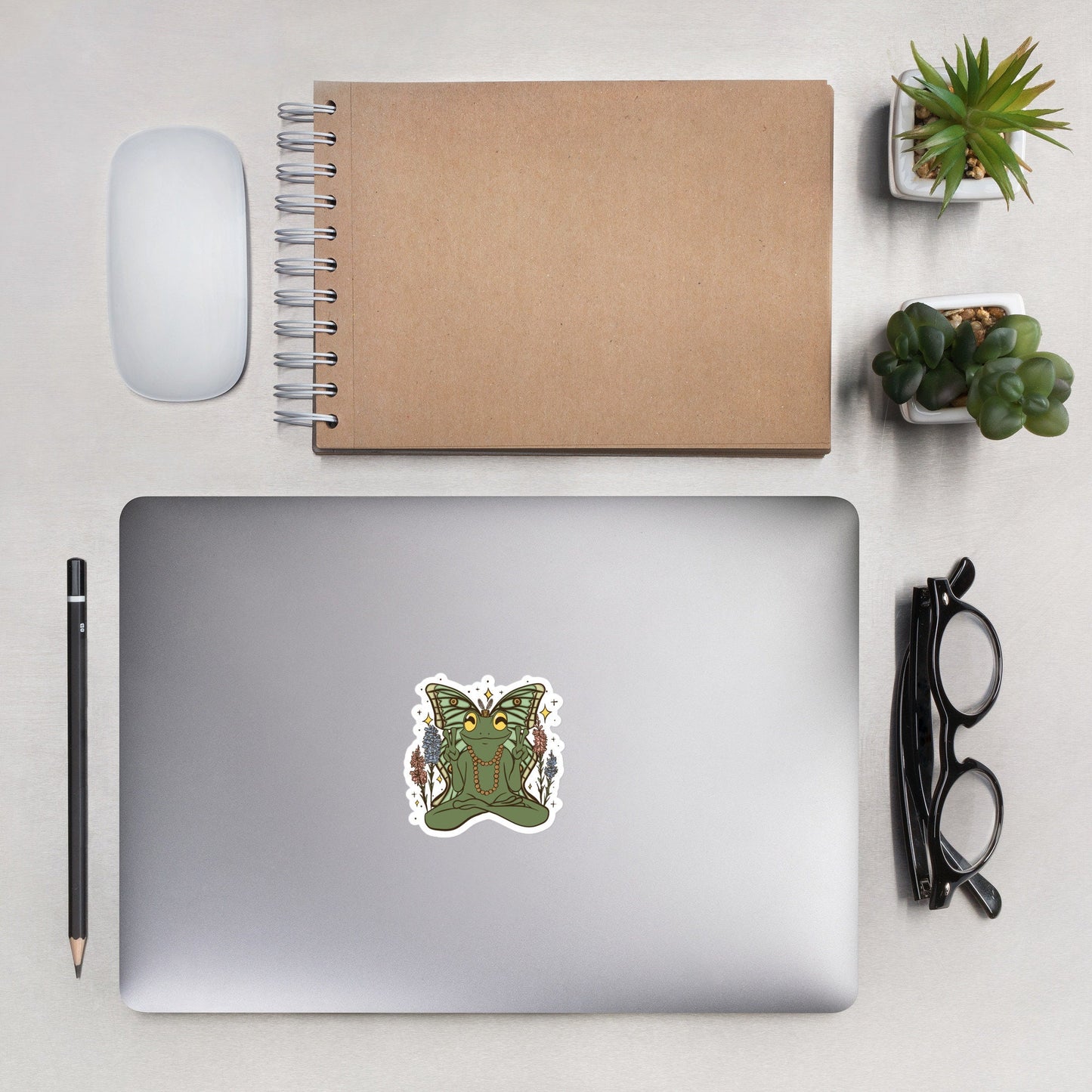 Peace Frog Sticker | Luna Moth & Flowers | Laptop Bottle Vinyl Decal | Waterproof