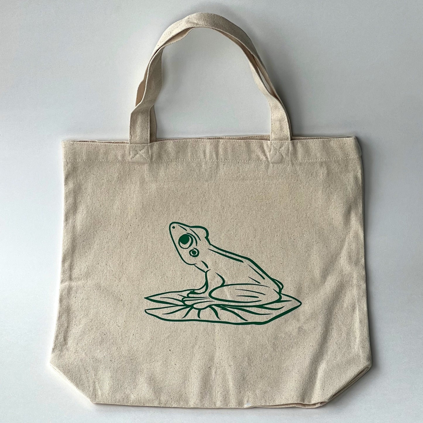 Cute Frog On Lilly Pad Tote | Grocery Canvas Tote Bag