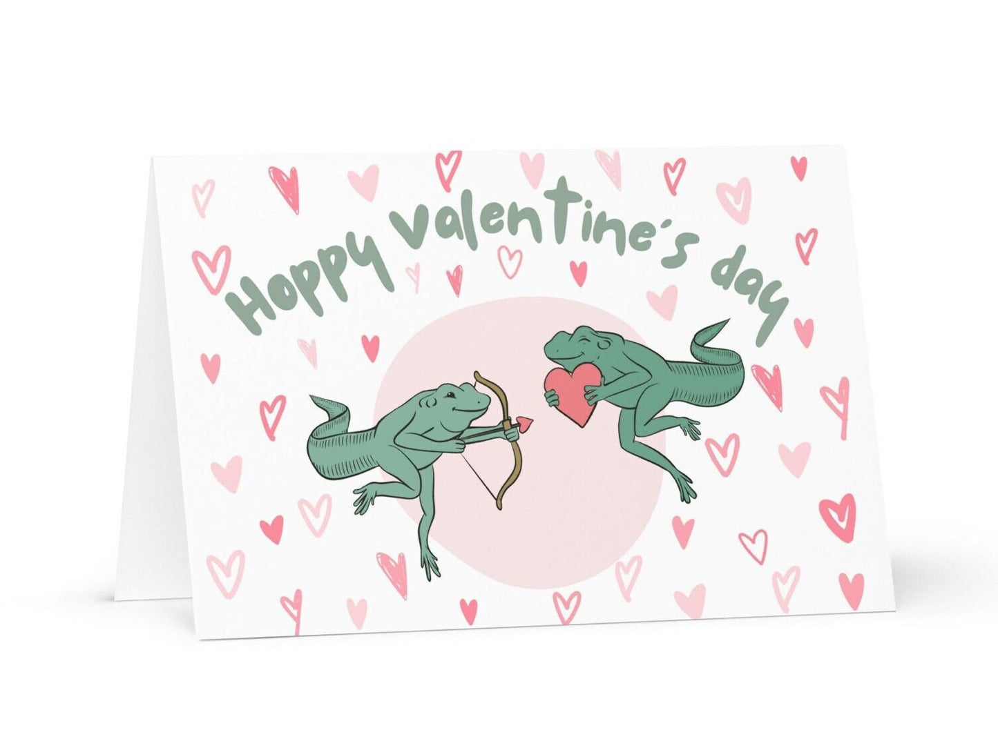 Frog Valentine's Day Card | Cupid Tadpole Frog Hoppy Valentines Day Love | Card for Couple | Gift for Him Her Them Long Distance