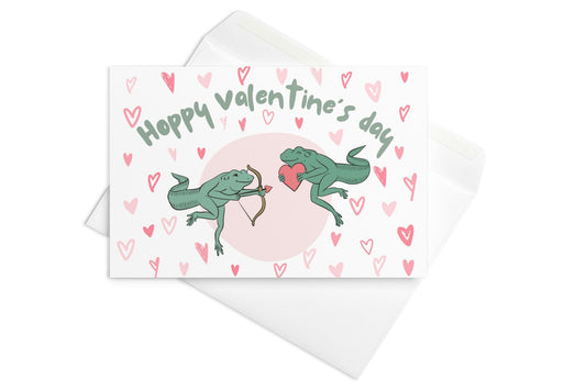 Frog Valentine's Day Card | Cupid Tadpole Frog Hoppy Valentines Day Love | Card for Couple | Gift for Him Her Them Long Distance