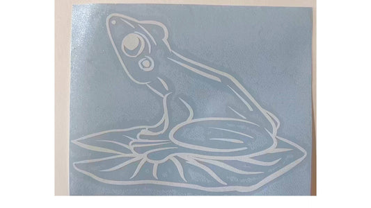 Frog Car Decal - Frog Sitting on Lily Pad looking up